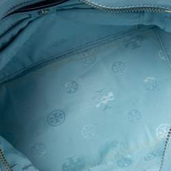 Pre Owned Tory Burch Light Blue Leather Mini Emerson Tote