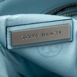Pre Owned Tory Burch Light Blue Leather Mini Emerson Tote