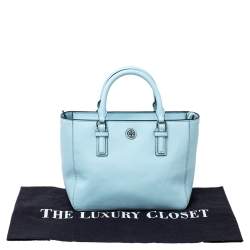 Pre Owned Tory Burch Light Blue Leather Mini Emerson Tote