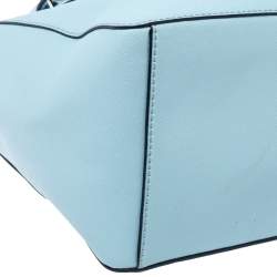 Pre Owned Tory Burch Light Blue Leather Mini Emerson Tote