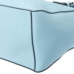 Pre Owned Tory Burch Light Blue Leather Mini Emerson Tote