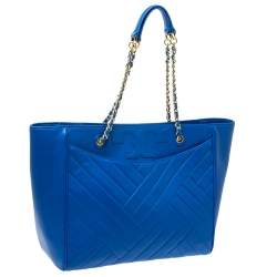 Pre Owned حقيبة يد تورى برش أليك سا جلد مبطنة زرقاء 