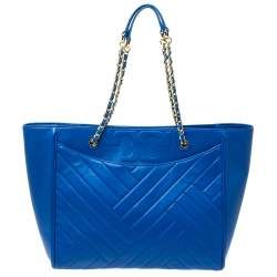 Pre Owned حقيبة يد تورى برش أليكسا جلد مبطنة زرقاء 