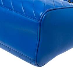Pre Owned حقيبة يد تورى برش أليكسا جلد مبطنة زرقاء 