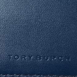 Pre Owned Tory Burch Marron Textured Leather Robinson Compact Wallet