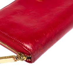 Tory Burch Red Leather Robinson Zip Around Wallet