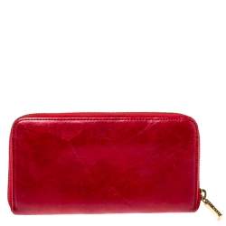 Tory Burch Red Leather Robinson Zip Around Wallet