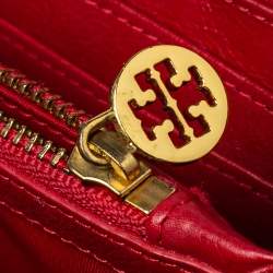 Tory Burch Red Leather Robinson Zip Around Wallet