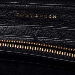 Pre Owned Tory Burch Black Leather Zip Around Wallet  