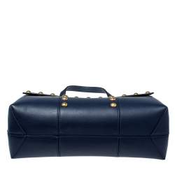 Pre Owned حقيبة يد تورى برش يد علوية  ترصيعات حرف تى عريضة جلد كحلية 