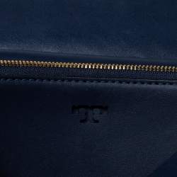 Pre Owned حقيبة يد تورى برش يد علوية  ترصيعات حرف تى عريضة جلد كحلية 