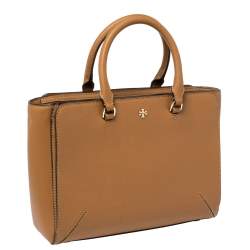 Pre Owned Tory Burch Brown Leather Micro Robinson Tote