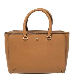 Pre Owned Tory Burch Brown Leather Micro Robinson Tote