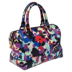 Pre Owned Tory Burch Multicolor New Camouflage Floral Leather Robinson Satchel