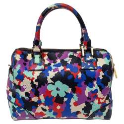Pre Owned Tory Burch Multicolor New Camouflage Floral Leather Robinson Satchel
