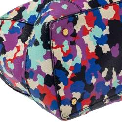 Pre Owned Tory Burch Multicolor New Camouflage Floral Leather Robinson Satchel