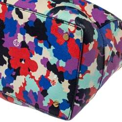Pre Owned Tory Burch Multicolor New Camouflage Floral Leather Robinson Satchel