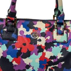 Pre Owned Tory Burch Multicolor New Camouflage Floral Leather Robinson Satchel