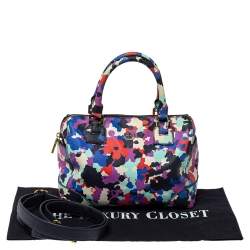 Pre Owned Tory Burch Multicolor New Camouflage Floral Leather Robinson Satchel