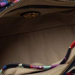 Pre Owned Tory Burch Multicolor New Camouflage Floral Leather Robinson Satchel