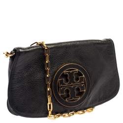 Pre Owned حقيبة كروس توري برش ريفا جلد سوداء 