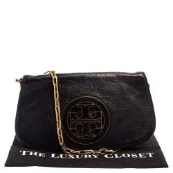 Pre Owned حقيبة كروس توري برش ريفا جلد سوداء 