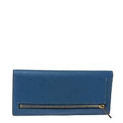 Pre Owned Tory Burch Blue Leather Robinson Wallet