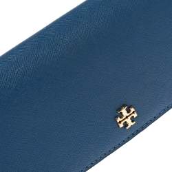 Pre Owned Tory Burch Blue Leather Robinson Wallet