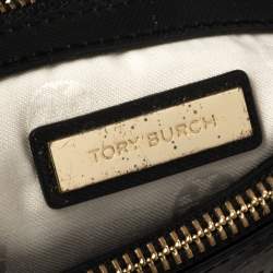 Pre Owned Tory Burch Black Perforated Leather Small Robinson Double Zip Tote