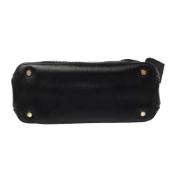 Pre Owned Tory Burch Black Perforated Leather Small Robinson Double Zip Tote