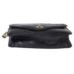 Pre Owned Tory Burch Black Leather Kira Envelope Flap Chain Bag