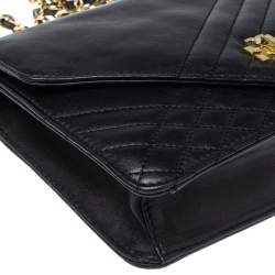 Pre Owned Tory Burch Black Leather Kira Envelope Flap Chain Bag