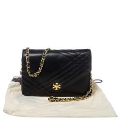 Pre Owned Tory Burch Black Leather Kira Envelope Flap Chain Bag