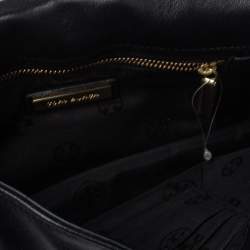 Pre Owned Tory Burch Black Leather Kira Envelope Flap Chain Bag