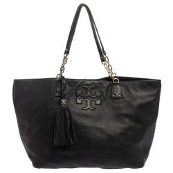 Leather tote Tory Burch Black in Leather - 38053660