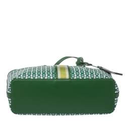 مملوكة مسبقًا Tory Burch Green Coated Canvas Small Gemini Link Tote