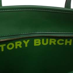 مملوكة مسبقًا Tory Burch Green Coated Canvas Small Gemini Link Tote