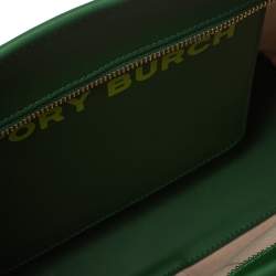 مملوكة مسبقًا Tory Burch Green Coated Canvas Small Gemini Link Tote