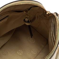 Pre Owned Tory Burch Gold Leather Mini Robinson Dome Satchel
