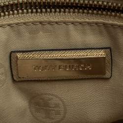 Pre Owned Tory Burch Gold Leather Mini Robinson Dome Satchel