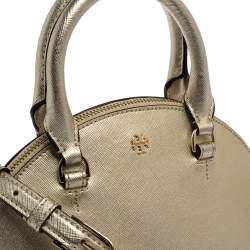 Pre Owned Tory Burch Gold Leather Mini Robinson Dome Satchel