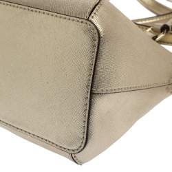 Pre Owned Tory Burch Gold Leather Mini Robinson Dome Satchel