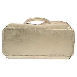 Pre Owned Tory Burch Gold Leather Mini Robinson Dome Satchel