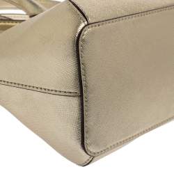 Pre Owned Tory Burch Gold Leather Mini Robinson Dome Satchel