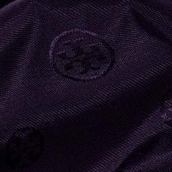 Pre Owned Tory Burch Purple Leather Logo Flap Clutch Bag