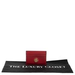 Tory Burch Red Leather Robinson Card Holder