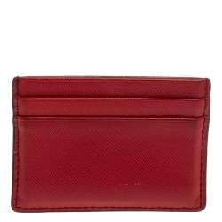 Tory Burch Red Leather Robinson Card Holder