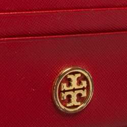 Tory Burch Red Leather Robinson Card Holder