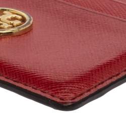 Tory Burch Red Leather Robinson Card Holder