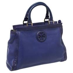 Pre Owned Tory Burch Purple Leather Hannah Tote